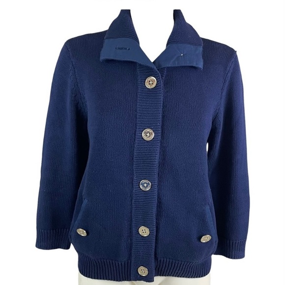 Lauren Ralph Lauren cable knit, gold zip cardigan - Picture 10 of 10